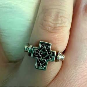 Reversible sterling/lapis cross ring